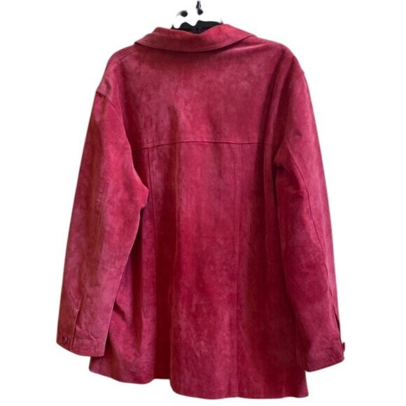 St. Johns Bay Womens Red Genuine Leather Jacket 1X With Button Front & Pockets - Picture 2 of 5